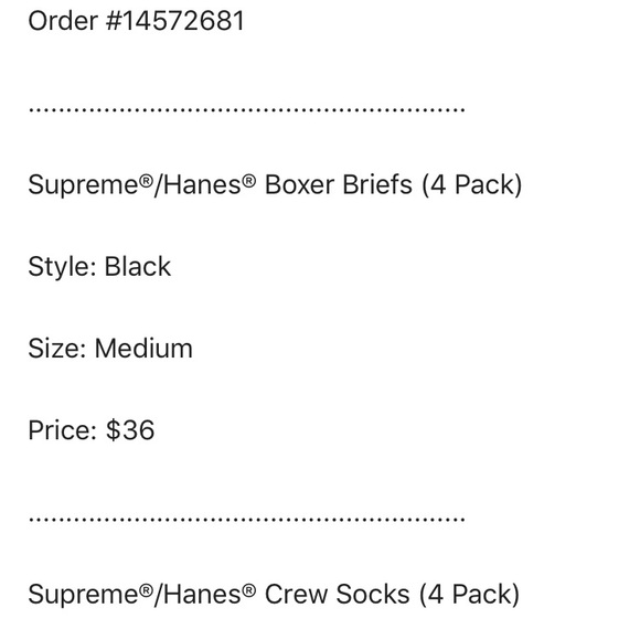 Supreme x Hanes Crew Socks (4 Pack) - Picture 2 of 3